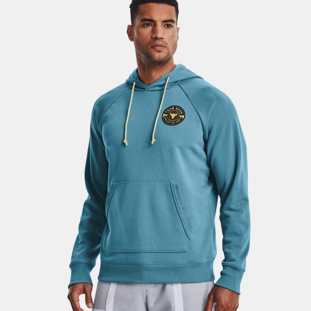 Under Armour Team Rock Hoodie Loose Fit Teal Blue XXL